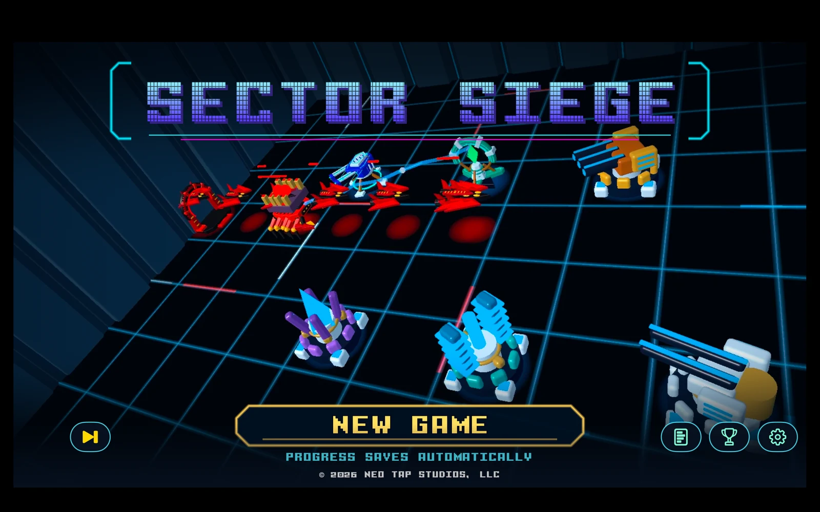 Sector Siege’s six tower types surrounding the arena